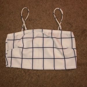 White tile bandeau crop top